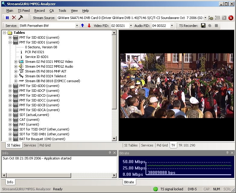Click to view StreamGuru MPEG & DVB Analyzer 2.42 screenshot